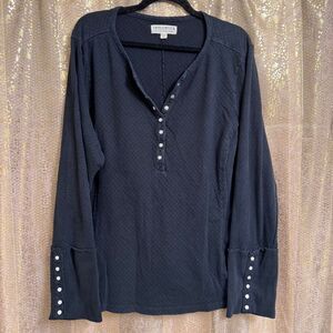 Idyllwind Miranda Lambert Black Textured Pearl Button Henley Shirt 3XL